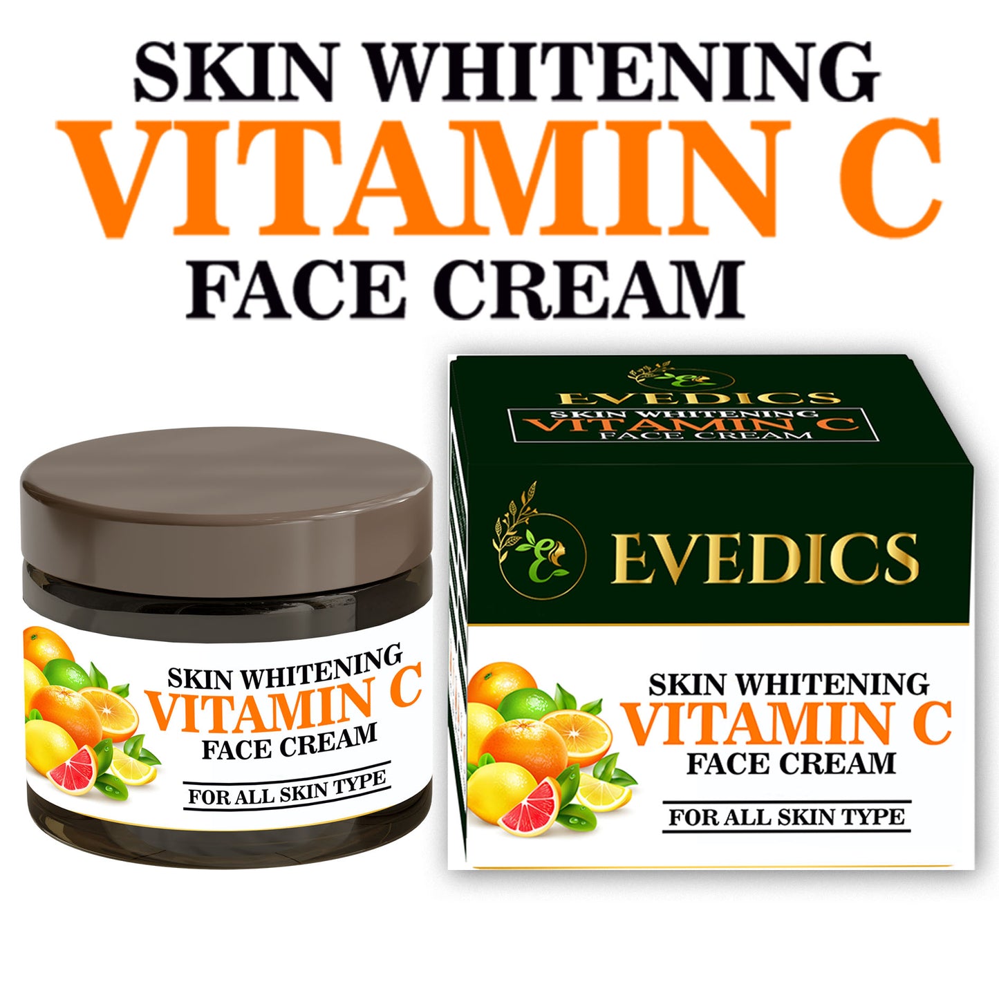 Evedics Vitamin C Correcting and Brightening Non Greasy Face Cream for All Skin Types ounger Looking Nourished & Bright Skin | SLS & Paraben Free.